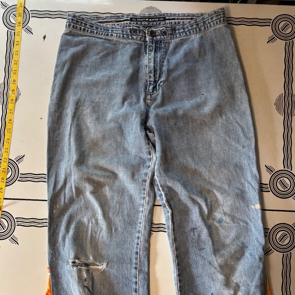 Donna Karan Paint Pants with Vintage 60s Bell Bottom - Upcycled DKNY - Picture 1 of 10